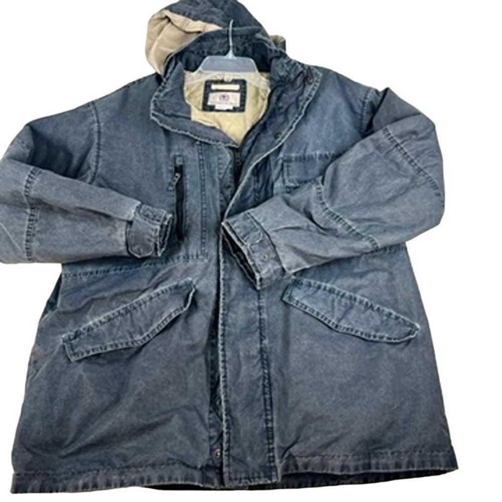 The Territory Ahead Field Barn Jacket Coat‎ Hooded Pigment Dyed Blue L